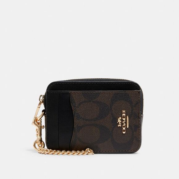 COACH Accessories - NWT Coach Outlet Zip Card Case In Signature Canvas